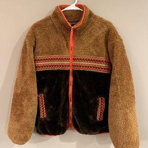 Ugg Marlene UGGfluff jacket Heritage Braid in Chestnut with orange accent